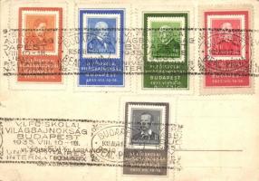 1935 Budapest, VI. Főiskolai Világbajnokság, szignós grafikai lap / 6th College World Championship i...