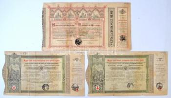 12db-os sorsjegy és kötvény tétel, benne Budapest 1888. "Magyarországi Jószív-Egyesület" s...