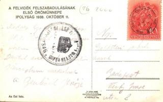 1938 Ipolyság, Sahy; bevonulás, katonák pártos leányokkal / entry of the Hungarian troops, "193...