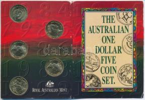 Ausztrália 1984-1992. 1$ Al-Br (5xklf) szett díszkiadásban T:1
Australia 1984-1992. 1 Dollar Al-Br ...