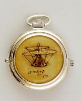Leonardo da Vinci, mechanikus zsebóra, márka jel nélkül, színes számlappal, elöl-hátul látható óraszerkezettel,  különleges nyitószerkezettel, működik./ Leonardo da Vinci pocket watch, mechanic pocket watch, without brand sign, with color clockface, front-back visible clockwork, special opener work, working.