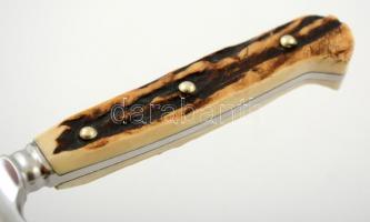 A.W. J.B. vadászkés solingen vadászkés, szarvasagancs markolattal, jelzett, eredeti bőr tokban, telj...