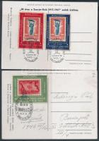 1948 Magyar-szovjet Művelődési Társaság 3 klf levélzáró 2 db képeslapon alkalmi bélyegzésekkel