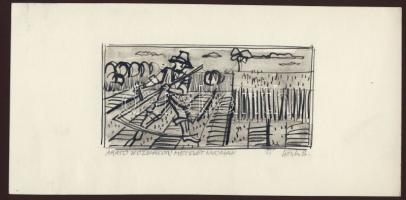 Würtz Ádám szignós grafika 20x10 cm