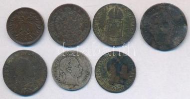 7db-os vegyes magyar és osztrák érme tétel, közte 1859E 1kr Cu, Ausztria 1812B 1/4kr Cu, 1900. 10h Br T:2-3- ph., patina 7pcs of various Hungarian and Austrian coins, including Hungary 1859E 1 Krajcár Cu, Austria 1812B 1/4 Kreuzer Cu, 1900. 10 Heller Br C:XF-VG edge error, patina