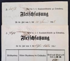 1858 Oedenburg(Sopron), Sopron húsáru hirdetménye, 2 db