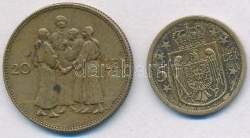 Románia 1930KN 5L Ni-sárgaréz "I. Mihály" + 1930. 20L Ni-sárgaréz "I. Mihály" T:...