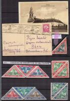 1926 Mohács 6 db fogazott levélzáró + 1 db vágott és 2 db levélzáró pár + Mohács képeslap alkalmi bélyegzéssel