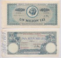 Románia 1946. 100.000L + 1947. 1.000.000L T:III szép papír Romania 1946. 100.000 Lei + 1947. 1.000.000 Lei C:F nice paper