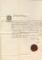 1871 Halottas okmány 50kr illetékbélyeggel (felcsúszott középrész)