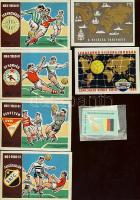 A Chilei Labdarugó VB 16 csapatának zászlói+1960/61 és NB I bajnokság 4 csapatának emléklapja nagymé...