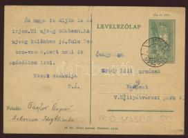 Pásztor Árpád író alírt levele Bródy Lili írónőnek