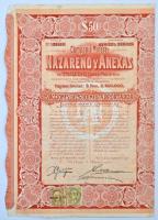 Mexikó 1910. Nazereno Bányász Társaság részvény 10$-ról, szelvényekkel és bélyegekkel T:II Mexico 1910. Nazareno Mining Company share about 10 Dollars with coupons and stamps C:XF