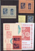 1941-1942 Szent István augusztus 20. és Virágkiállítás 3 db levélzáró pár, az egyik képeslapon + vágott levélzáró