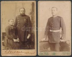 cca 1890 2 db katonai fotó, keményhátú fotók, Otto Witte (Berlin), E. Volkel, Neisse, 10x6 cm.