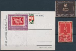 1948 Magyar Szabadságharcos Szövetség 2 db levélzáró + képeslap 2 db levélzáróval