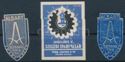 1938-1948 Szegedi ipari vásár és Albart 3 db levélzáró