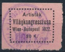 1922 Artisták világkongresszusa 20K adománybélyeg RR!(Wien-Bp)