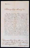 1861 Gróf Zichy Henrik Moson vármegyei főispánnak címzett levél közjegyzőség megszűnéséről