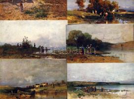 7db képeslap Mészöly Géza festményeiből XIX század vége, postatiszta