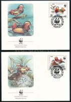 WWF: Mandarin duck set on 4 FDC WWF: Mandarinréce sor 4 db FDC-n