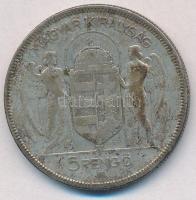 1930. 5P Ag "Horthy jobbra" T:2-,3 patina
Adamo P8