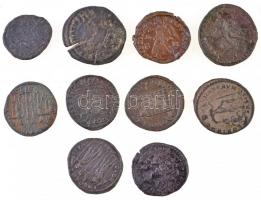 10db-os vegyes római rézpénz tétel a IV. századból, közte hamis is! T:vegyes
10pcs of various Roman...