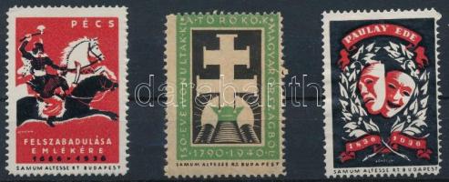 1936-1940 3 db klf levélzáró bélyeg