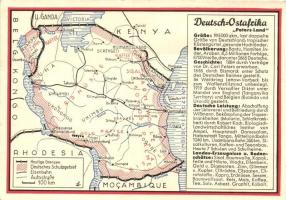 Deutsch-Ostafrika Peters-Land. Verlag des Reichskolonialbundes / German East Africa map 1940 Deutsches Kolonialaustellung So. Stpl