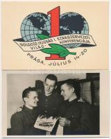 6 db MODERN szocialista propaganda motívumlap, Néphadsereg, szakszervezet / 6 MODERN socialist propaganda motive postcards, Hungarian Peoples Army, trade union