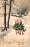 7 db RÉGI újévi motívumlap, üdvözlőlapok, kéményseprő, néhány litho / 7 pre-1945 New Year motive car...