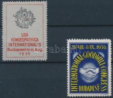 1935-1936 Nemzetközi Homeopátiai kongresszus 2 klf levélzáró