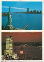 New York - 4 db MODERN megíratlan amerikai városképes lap, World Trade Center, Szabadság szobor / 4 MODERN unused American town-view postcards, World Trade Center, Statue of Liberty, Manhattan skyline, Brooklyn Bridge