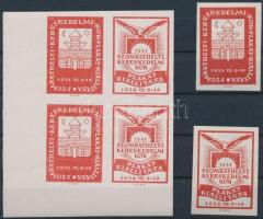 1938 Szombathelyi kereskedelmi kör vágott 4-es tömb és 2 db vágott levélzáró