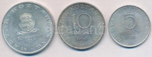 1948. 5Ft Ag "Petőfi" + 10Ft Ag "Széchenyi" + 20Ft Ag "Táncsics" - &qu...