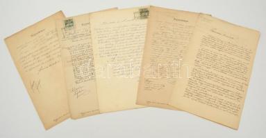 1899 Vegyes árvaszéki iratanyag, többek között dr. Sándor Móric ügyvédi irodájából(jegyzőkönyv, anyakönyvi kivonat, helyhatósági bizonyítvány, stb.), okmánybélyegekkel