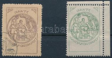 1921 Dante kiállítás 2 db klf színű levélzáró