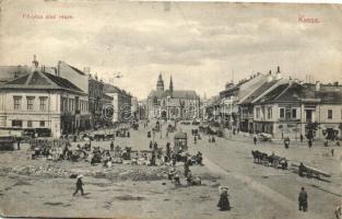 Kassa, Kosice; Fő utca alsó része, piac, Adriányi és Markó üzlete, Clayton és Shuttleworth cége, Hollander Hirsch / main street, market, shops