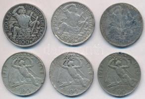 6db-os rossz állapotú ezüstpénz tétel: Csehszlovákia 1948. 100K Ag "A függetlenség 30. évfordul...