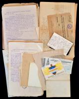 Vegyes papírrégiség tétel: adóív, hatósági végzés, számolócédula, kitöltetlen csekk, stb.