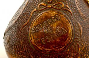 2 db spanyol üveg olíva kiöntő, bőr rátéttel, m: 25 cm