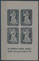 1937 Magyar Nemzeti Nyomtatványkiállítás vágott levélzáró kisív