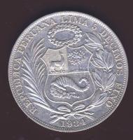 Peru 1934. 1S Ag T:2/3+