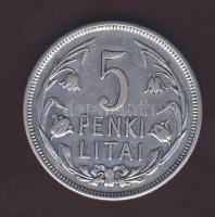 Litvánia 1925. 5L Ag T:3+