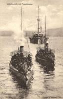Schlachtschiffe mit Torpedobooten / K.u.K. Kriegsmarine battle ship with torbedo boats, G. Fano