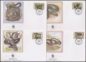 WWF: Kígyó négyestömb + 4 db FDC + 4 db CM WWF Snake block of 4 + 4 FDC + 4 CM