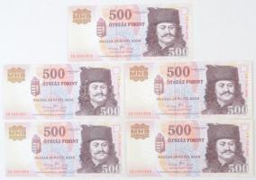2007. 500Ft "EB" (5x) sorszámkövetők T:I
