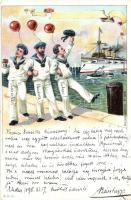 1898 K.u.K. Kriegsmarine. Mariners humour greeting card. E.G. 86. litho (EK)