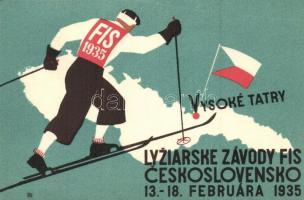 1935 Vysoké Tatry, Lyziarske Závody FIS, Ceskoslovensko / Ski race in the Tatra, advertisement card