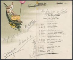 cca 1925-1927 3 db japán fametszetes menükártya, közte SS Baikal Maru utasszállító hajó is / 3 Japan...